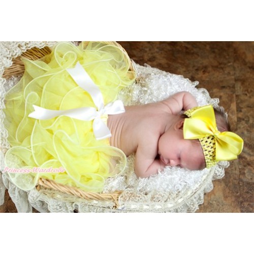 Yellow Flower Petal Newborn Baby Pettiskirt With White Bow N186 